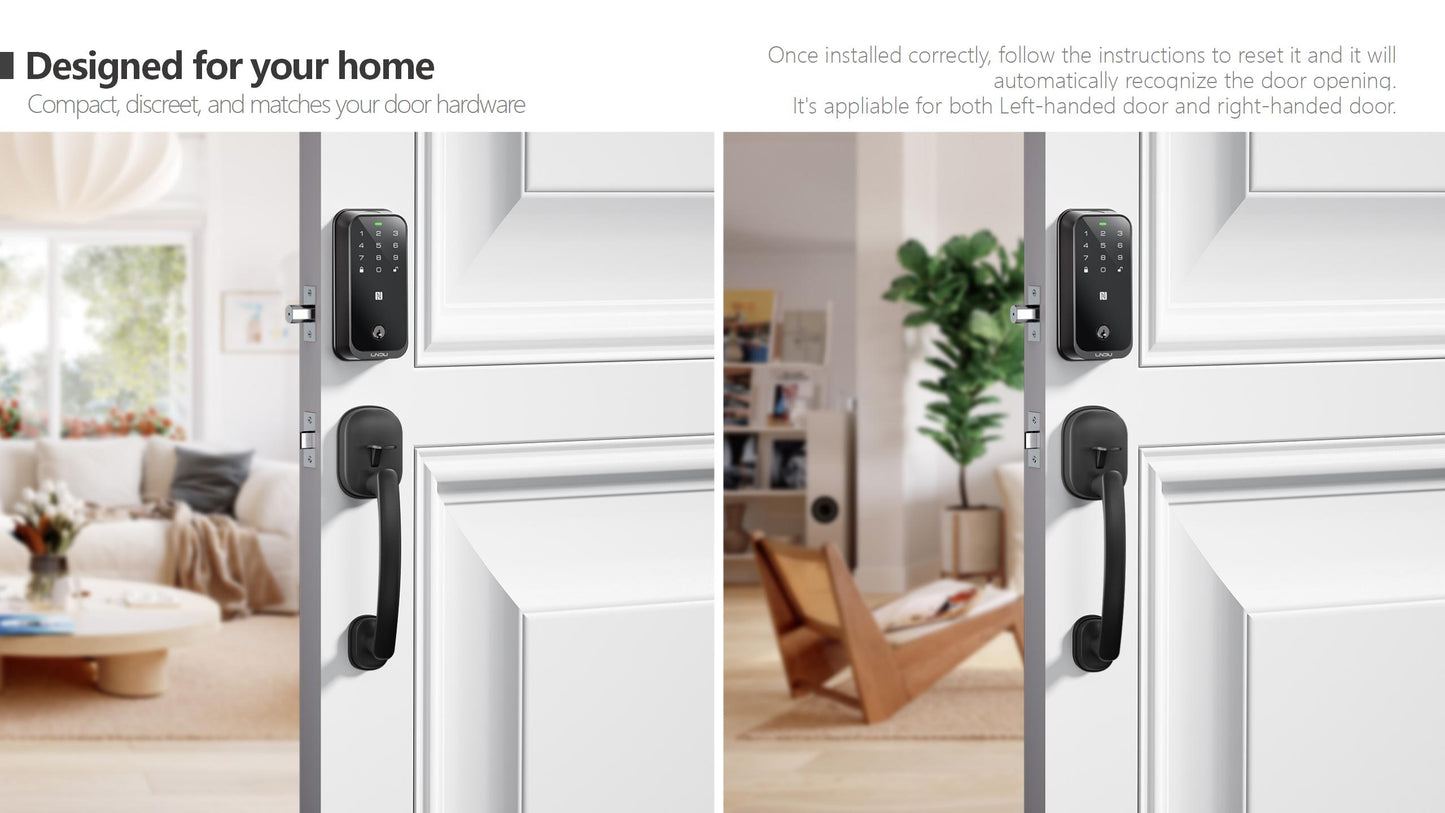Keyless Entry Fingerprint Door Lock with Apple Home, Tap to Unlock,Smart Electronic Code Door Lock for Front Door or Back, Keypad Door Lock with Handle