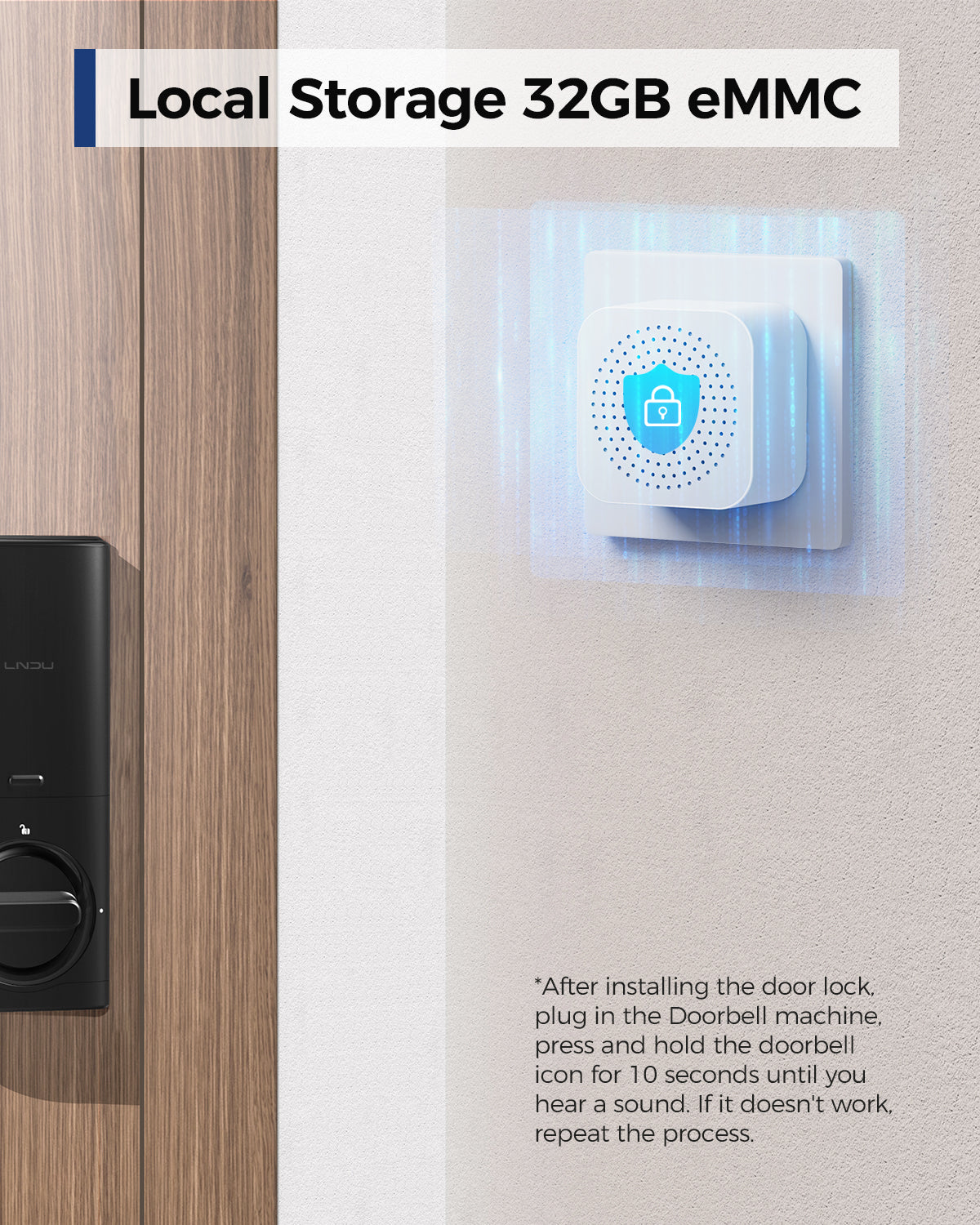 LNDU AL502 Smart Lock with Camera, 6 in 1 Camera+Doorbell+Fingerprint Keyless Entry Door Lock, WiFi Door Locks for Front Door with 32GB eMMC, 2K Doorbell Camera, App Control, PIR Detection, Chime Included