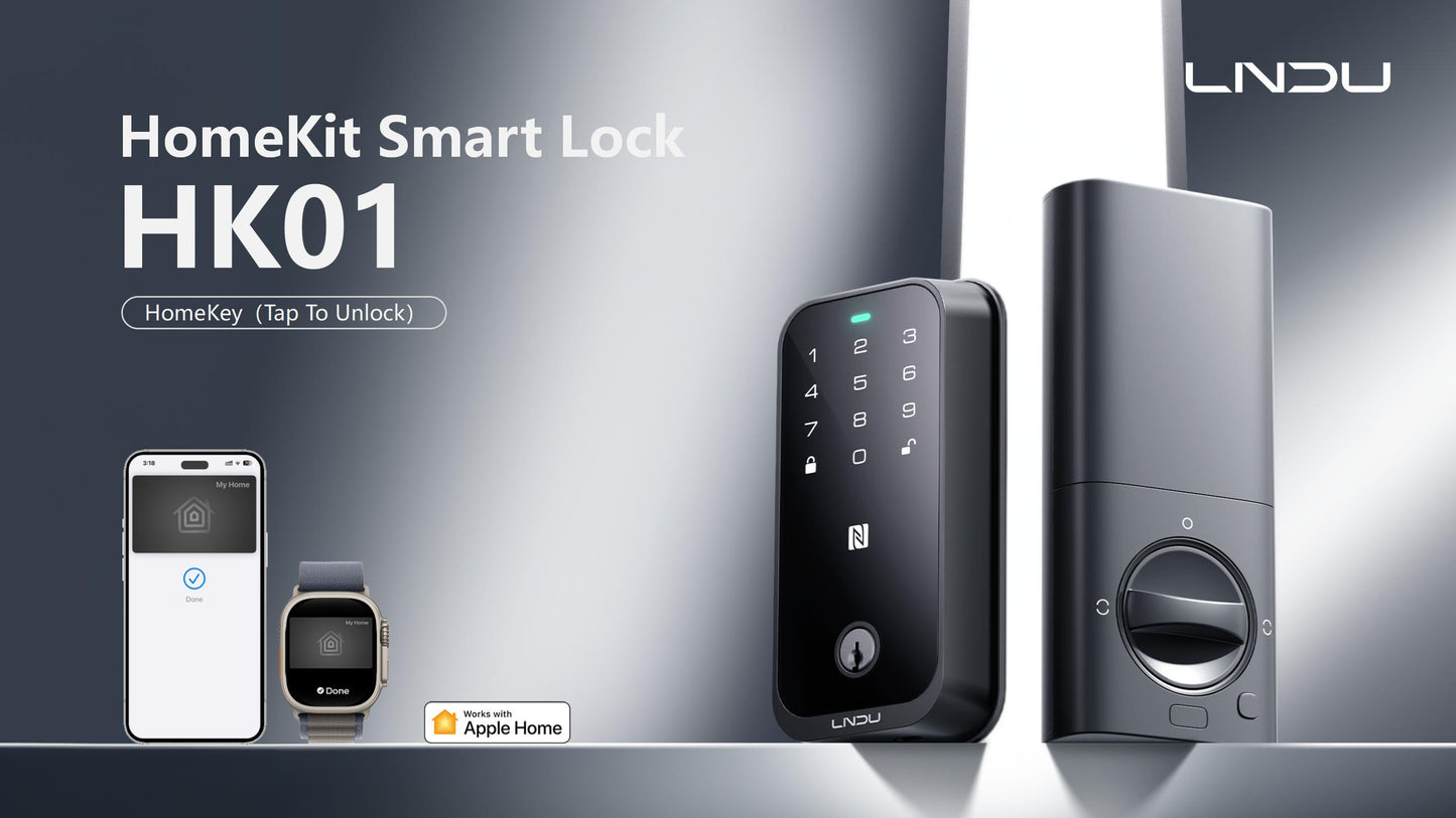 Keyless Entry Fingerprint Door Lock with Apple Home, Tap to Unlock,Smart Electronic Code Door Lock for Front Door or Back, Keypad Door Lock with Handle