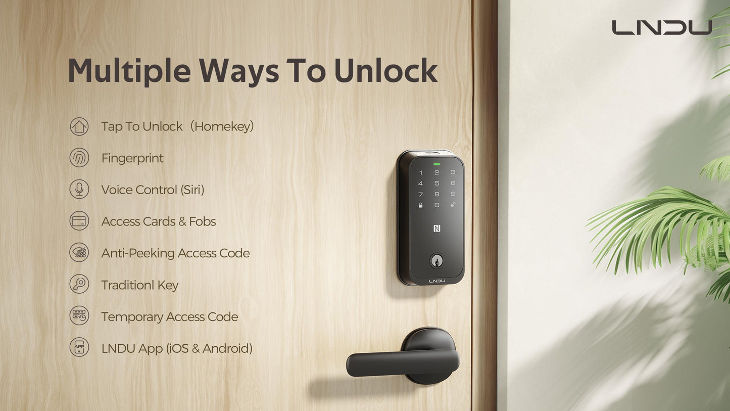 Keyless Entry Fingerprint Door Lock with Apple Home, Tap to Unlock,Smart Electronic Code Door Lock for Front Door or Back, Keypad Door Lock with Handle
