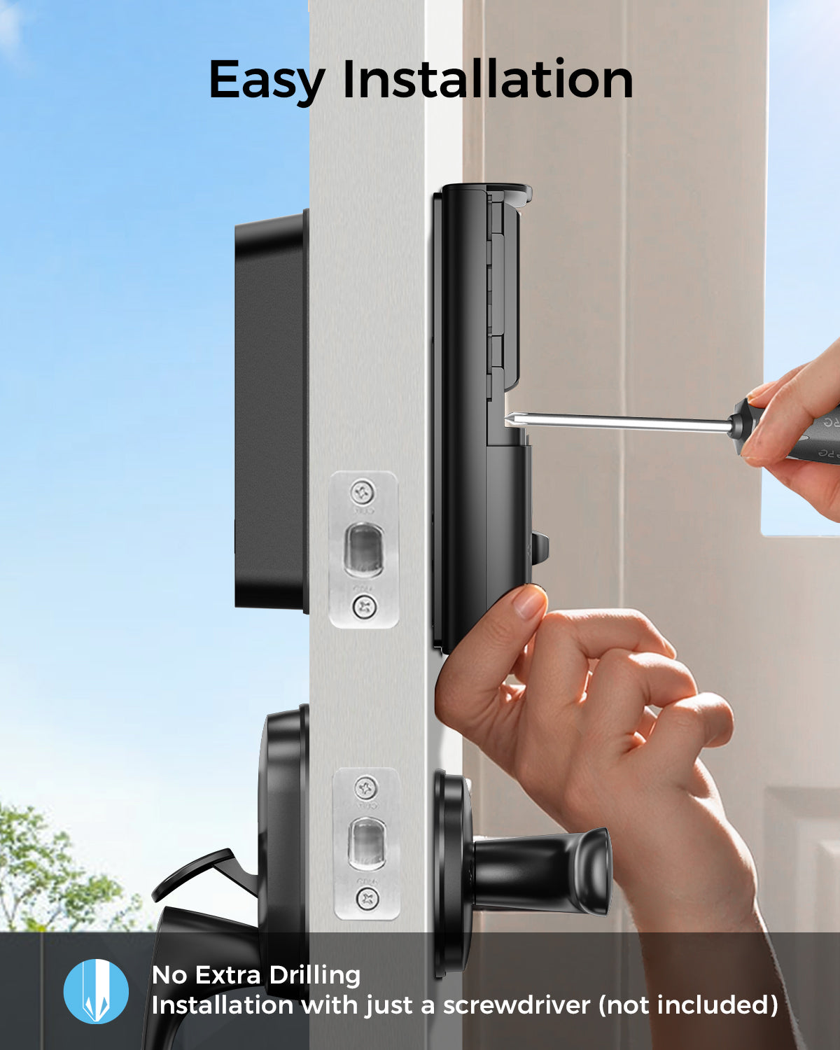 LNDU HK01 Keyless Entry Fingerprint Door Lock with Apple Home, Tap to Unlock,Smart Electronic Code Door Lock for Front Door or Back, Keypad Door Lock with Handle