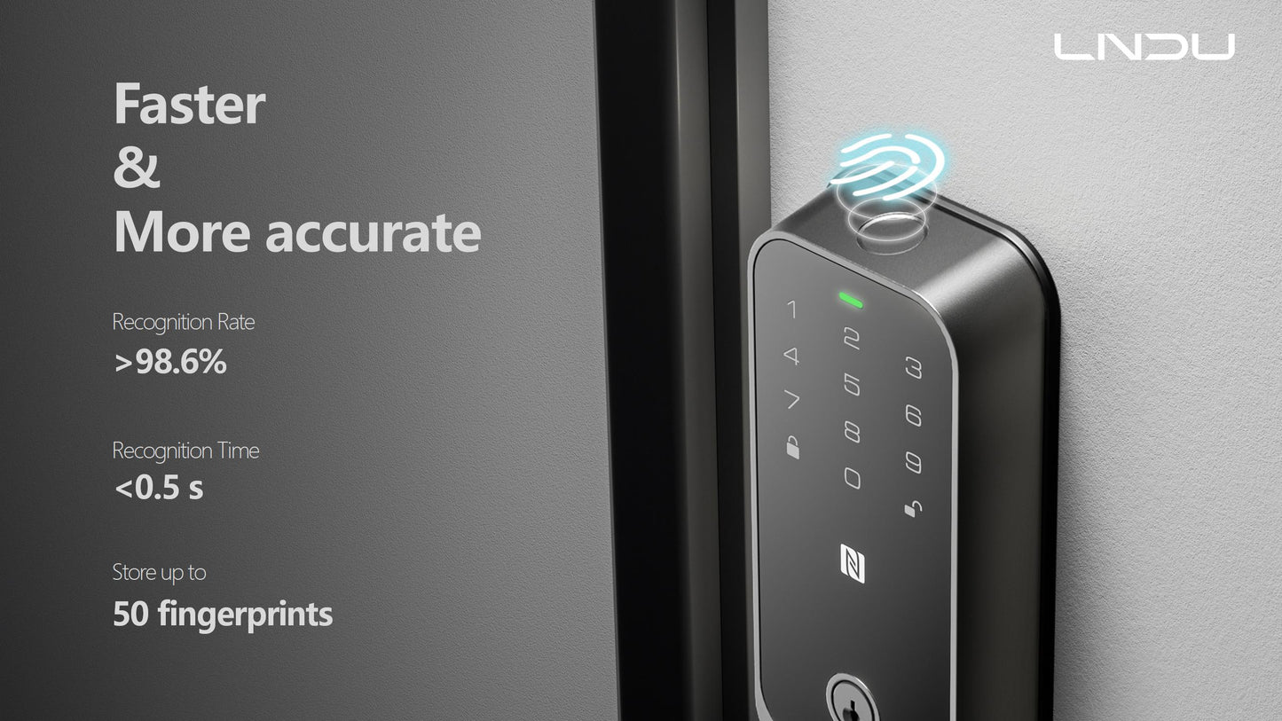Keyless Entry Fingerprint Door Lock with Apple Home, Tap to Unlock,Smart Electronic Code Door Lock for Front Door or Back, Keypad Door Lock with Handle