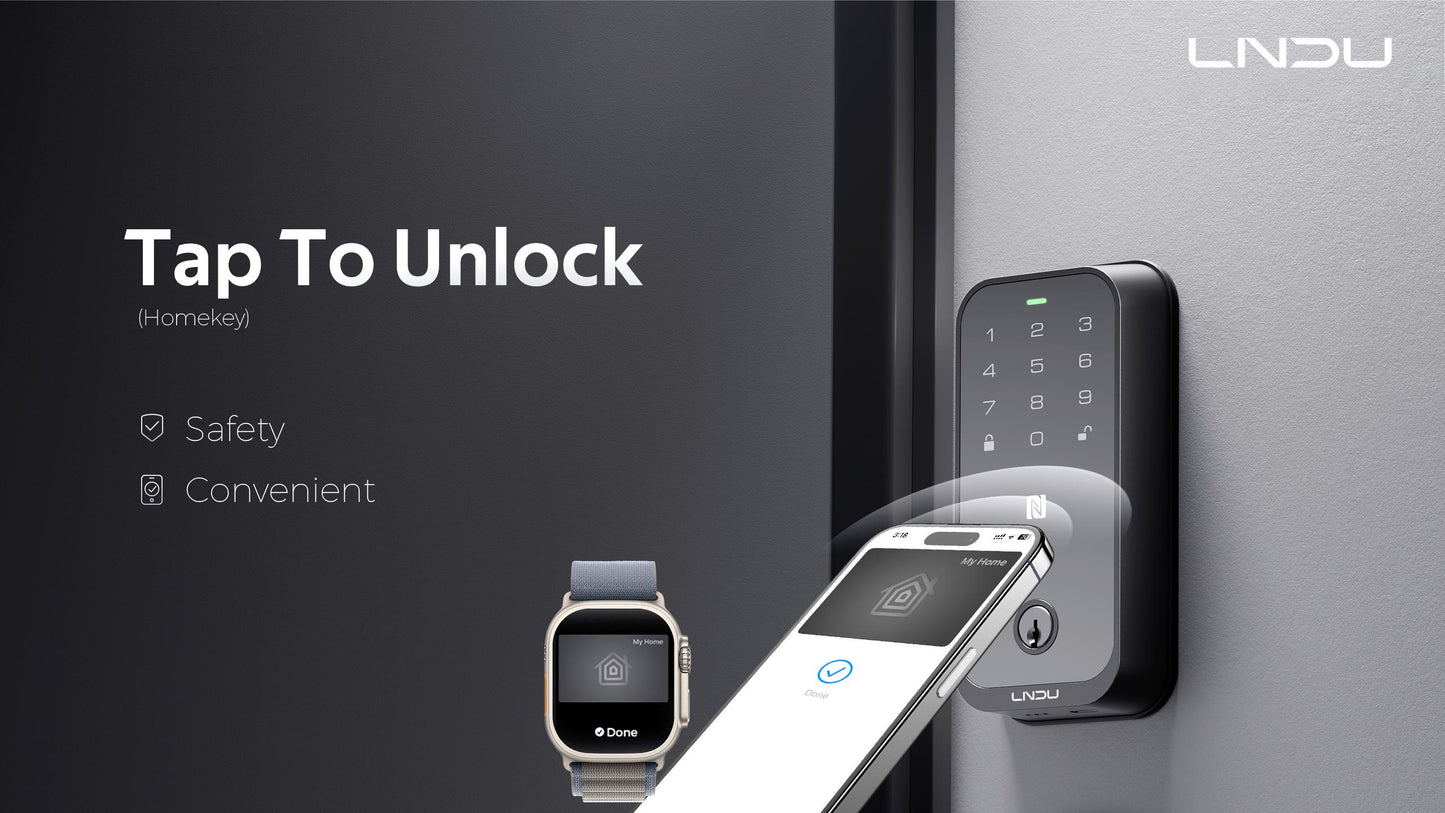 Keyless Entry Fingerprint Door Lock with Apple Home, Tap to Unlock,Smart Electronic Code Door Lock for Front Door or Back, Keypad Door Lock with Handle