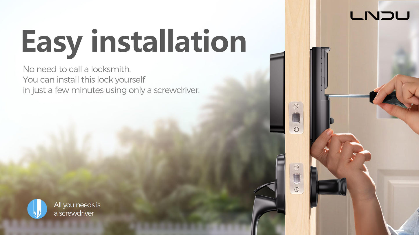 Keyless Entry Fingerprint Door Lock with Apple Home, Tap to Unlock,Smart Electronic Code Door Lock for Front Door or Back, Keypad Door Lock with Handle