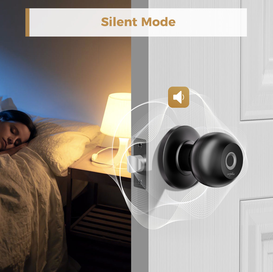 LNDU Smart Fingerprint Door Knob D258 with APP Control and Removable Batteries