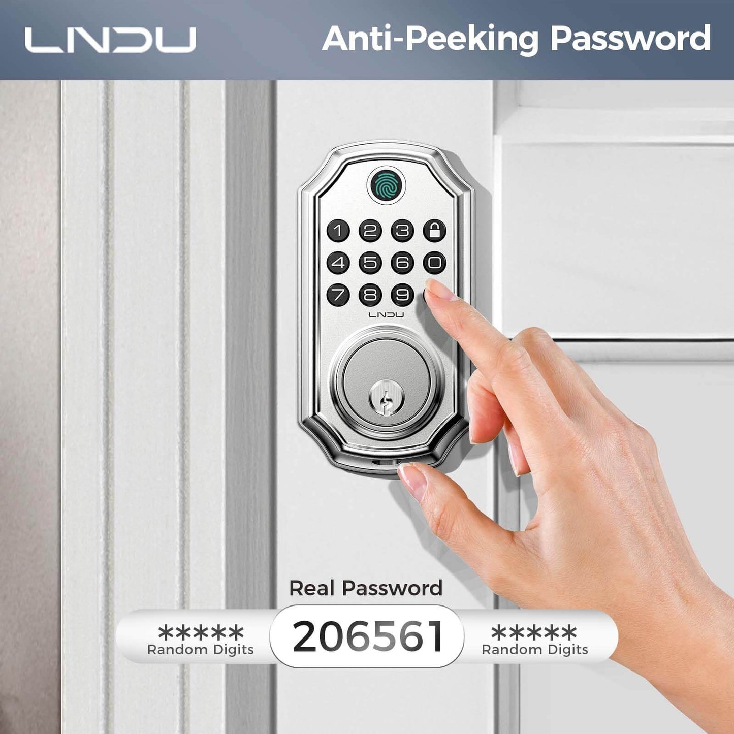 LNDU D280 Keyless Entry Door Lock with App Control Fingerprint Unlock - AZDOME Official Stores