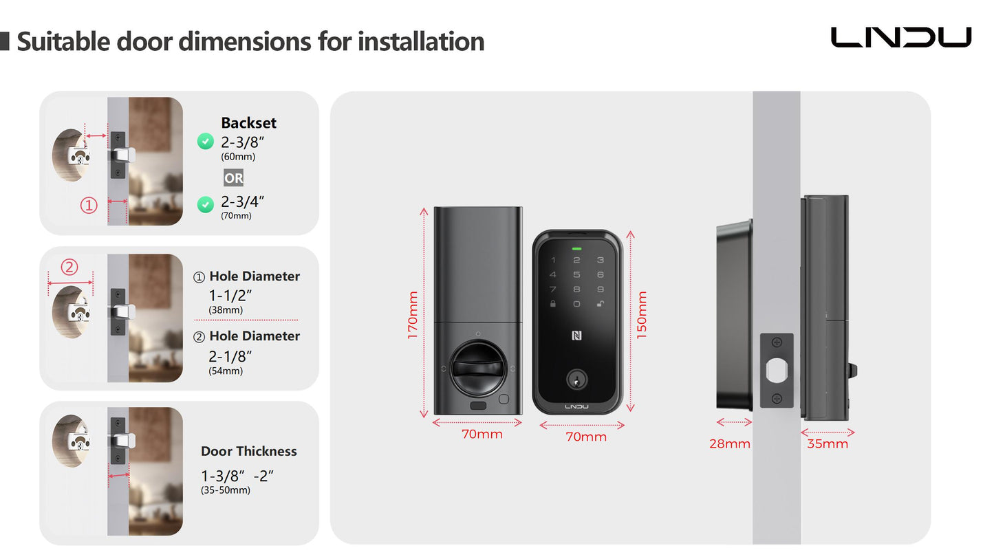Keyless Entry Fingerprint Door Lock with Apple Home, Tap to Unlock,Smart Electronic Code Door Lock for Front Door or Back, Keypad Door Lock with Handle