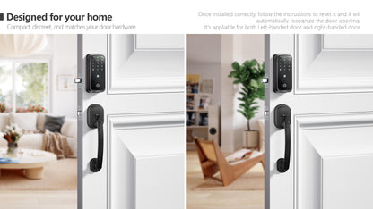 Keyless Entry Fingerprint Door Lock with Apple Home, Tap to Unlock,Smart Electronic Code Door Lock for Front Door or Back, Keypad Door Lock with Handle
