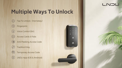Keyless Entry Fingerprint Door Lock with Apple Home, Tap to Unlock,Smart Electronic Code Door Lock for Front Door or Back, Keypad Door Lock with Handle
