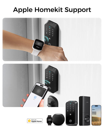 LNDU HK01 Keyless Entry Fingerprint Door Lock with Apple Home, Tap to Unlock,Smart Electronic Code Door Lock for Front Door or Back, Keypad Door Lock with Handle