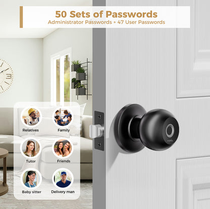 LNDU Smart Fingerprint Door Knob D258 with APP Control and Removable Batteries