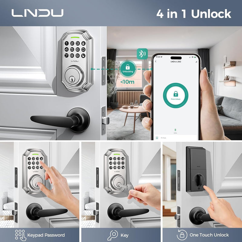 Keyless Entry Door Lock, Smart Deadbolt Lock with Handleset D180 & D280 (Keypad & Leveler)