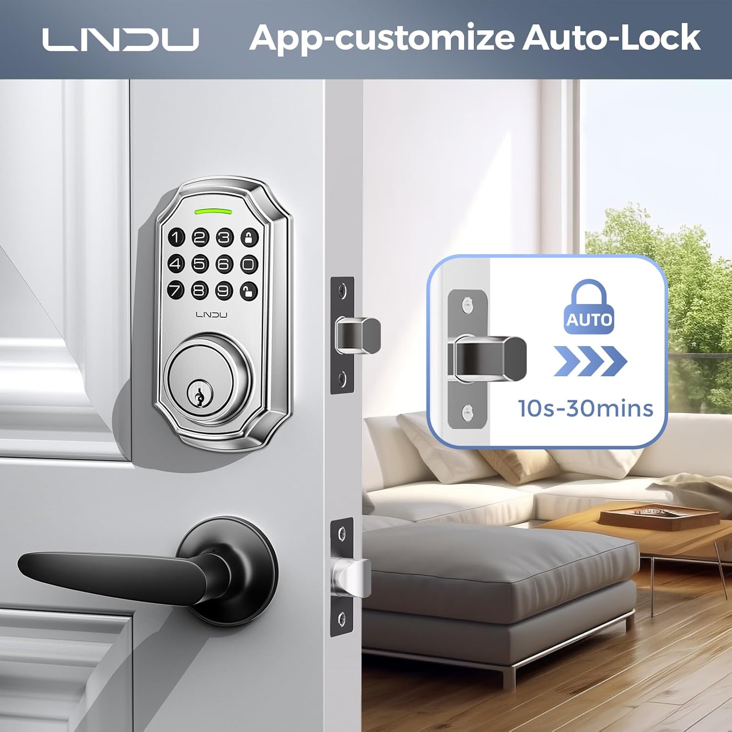 Keyless Entry Door Lock, Smart Deadbolt Lock with Handleset D180 & D280 (Keypad & Leveler)