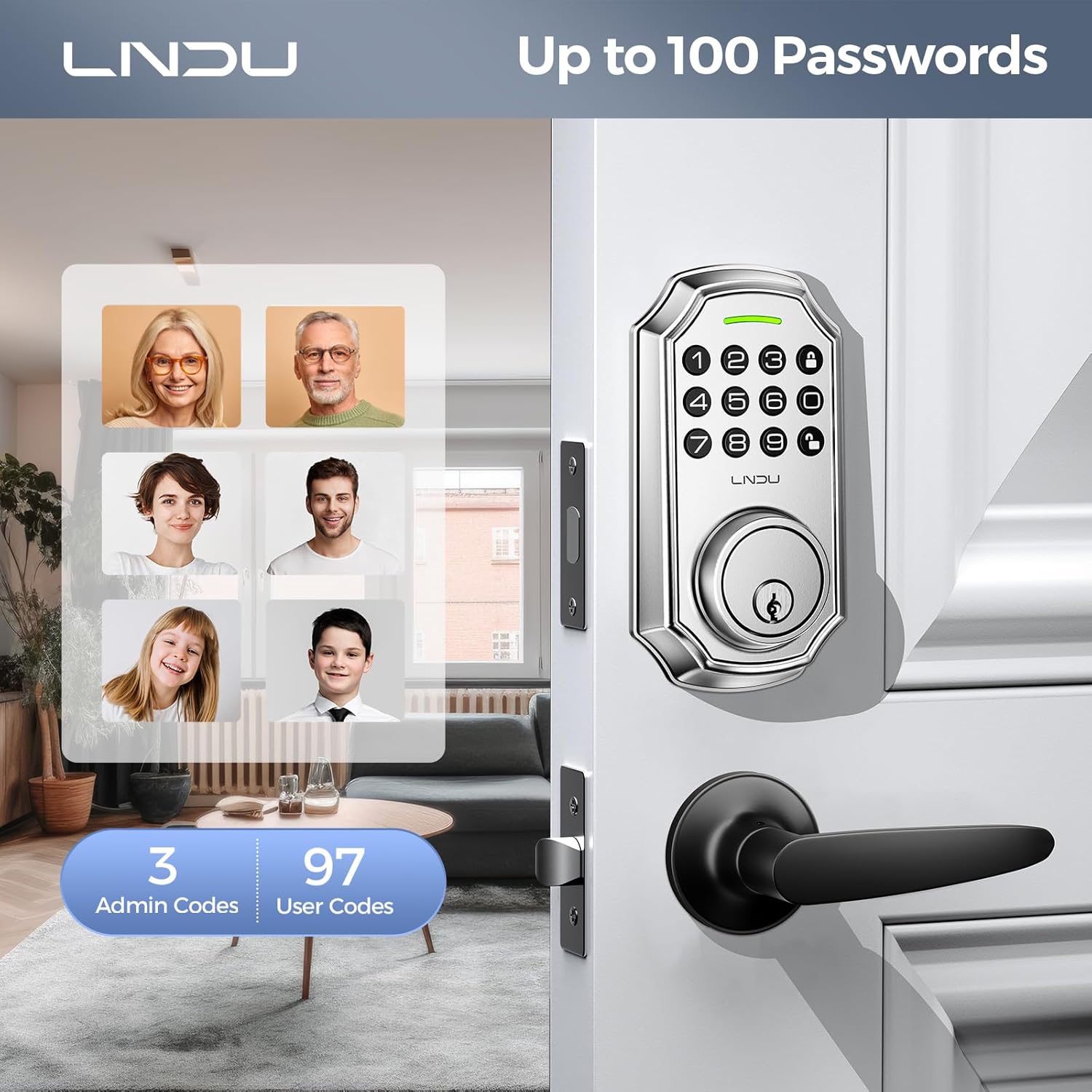 Keyless Entry Door Lock, Smart Deadbolt Lock with Handleset D180 & D280 (Keypad & Leveler)