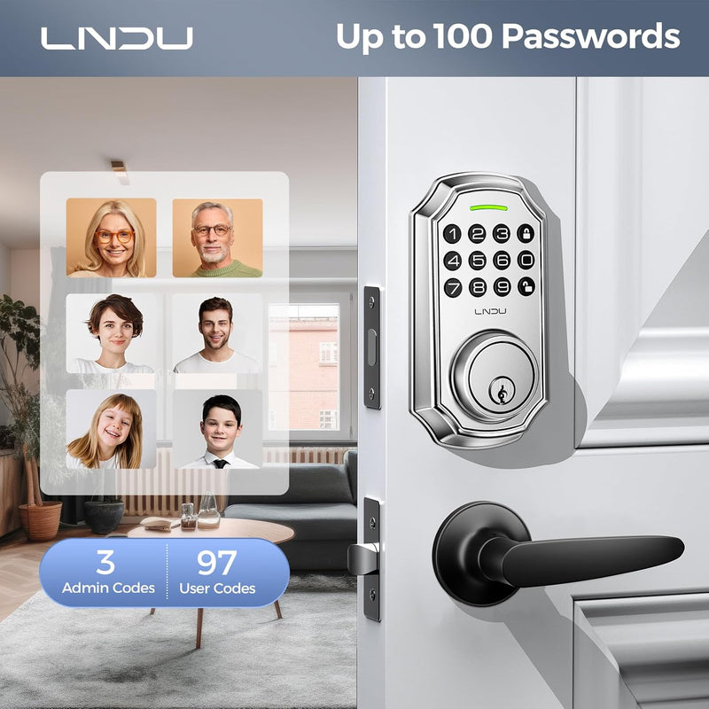 Keyless Entry Door Lock, Smart Deadbolt Lock with Handleset D180 & D280 (Keypad & Leveler)