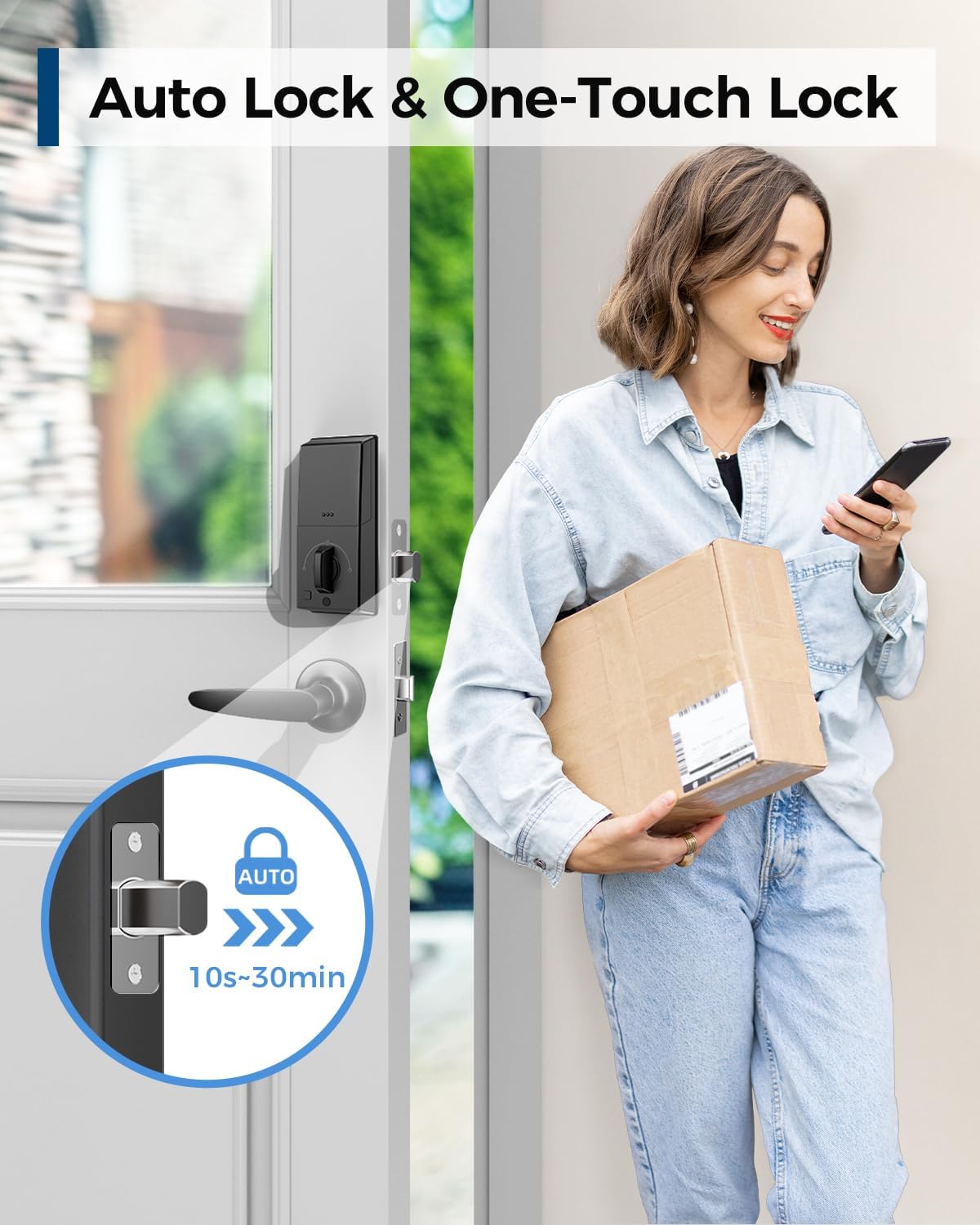 Keyless Entry Door Lock, Smart Deadbolt Lock with Handleset D180 & D280 (Fingerprint & Leveler)
