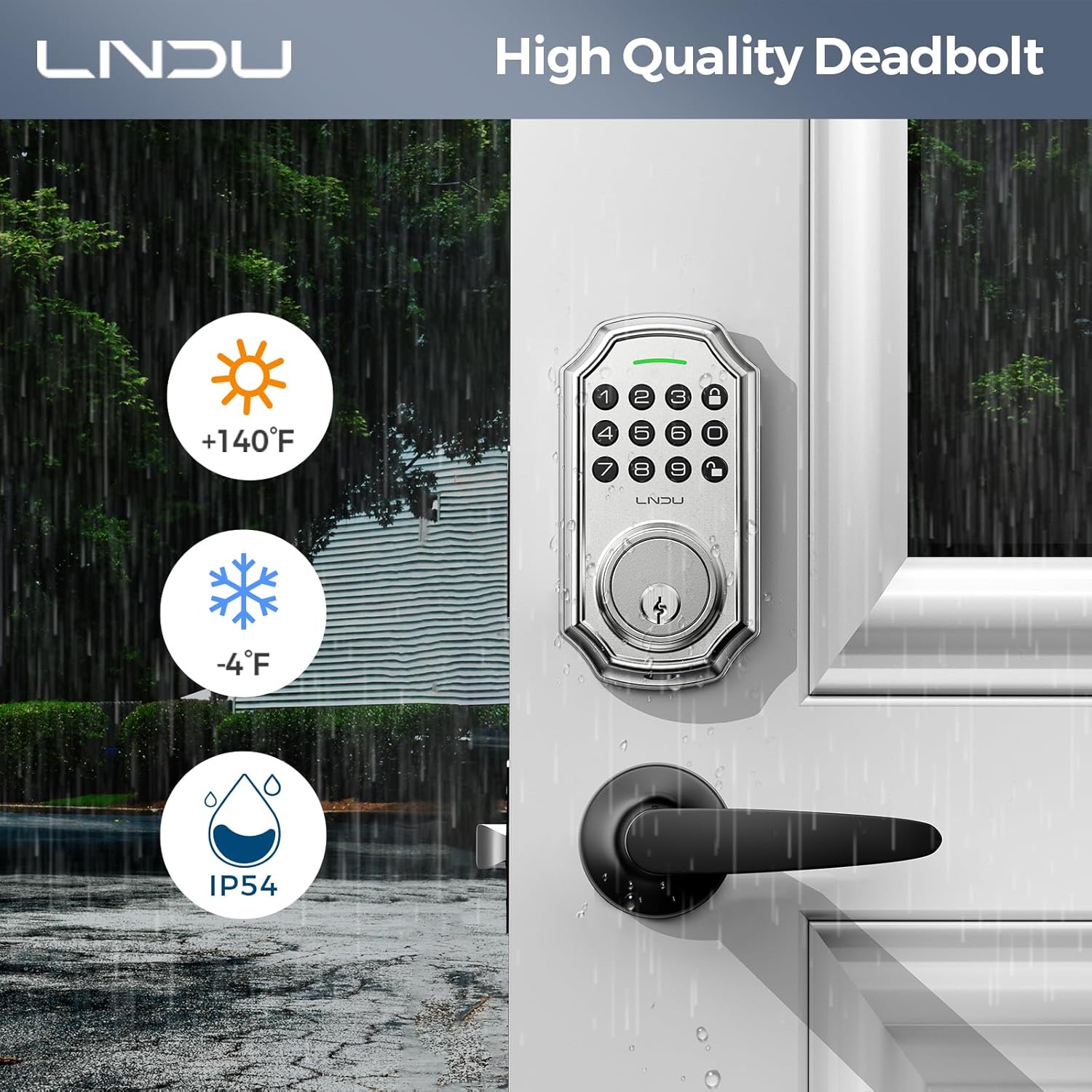 Keyless Entry Door Lock, Smart Deadbolt Lock with Handleset D180 & D280 (Keypad & Leveler)